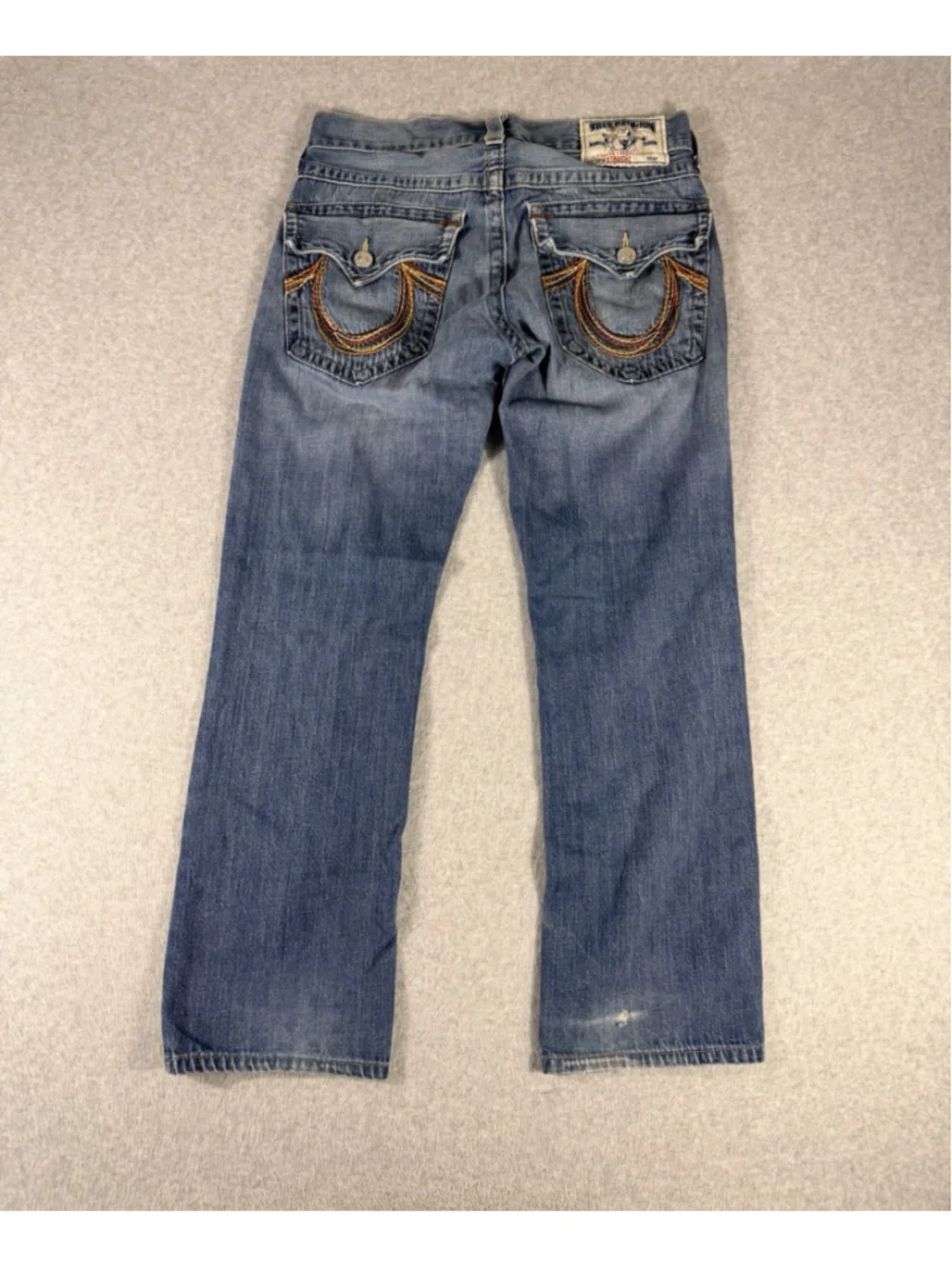 True Religion World Tour Section Straight Jeans Men’s 30 Blue Rainbow Stitch USA